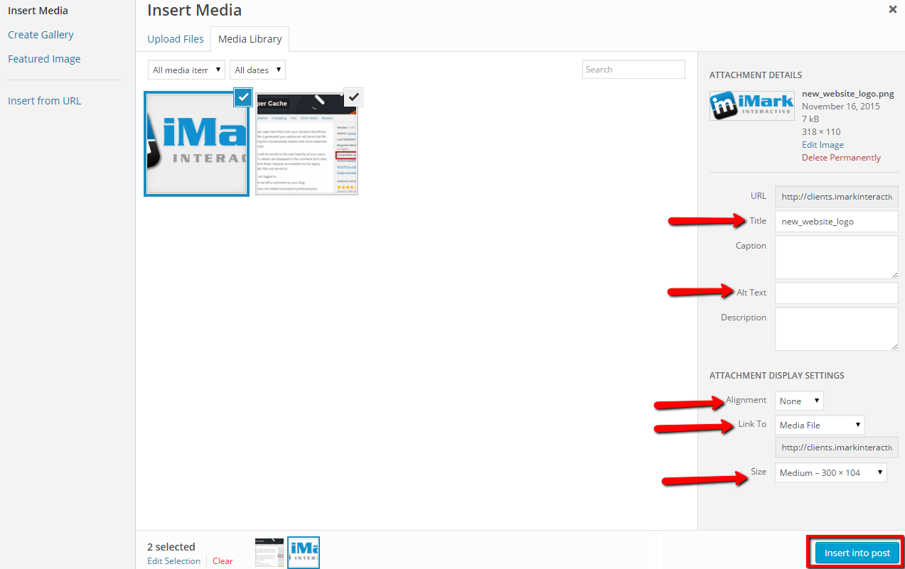 WordPress Image Media Settings