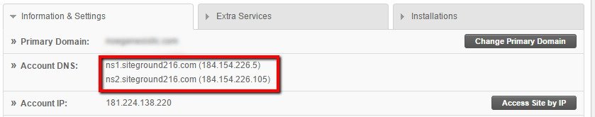 SiteGround Nameservers