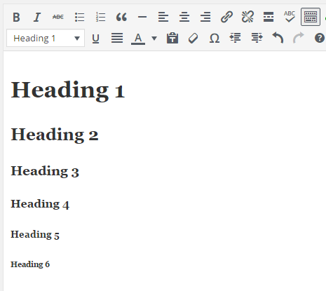 WordPress headings