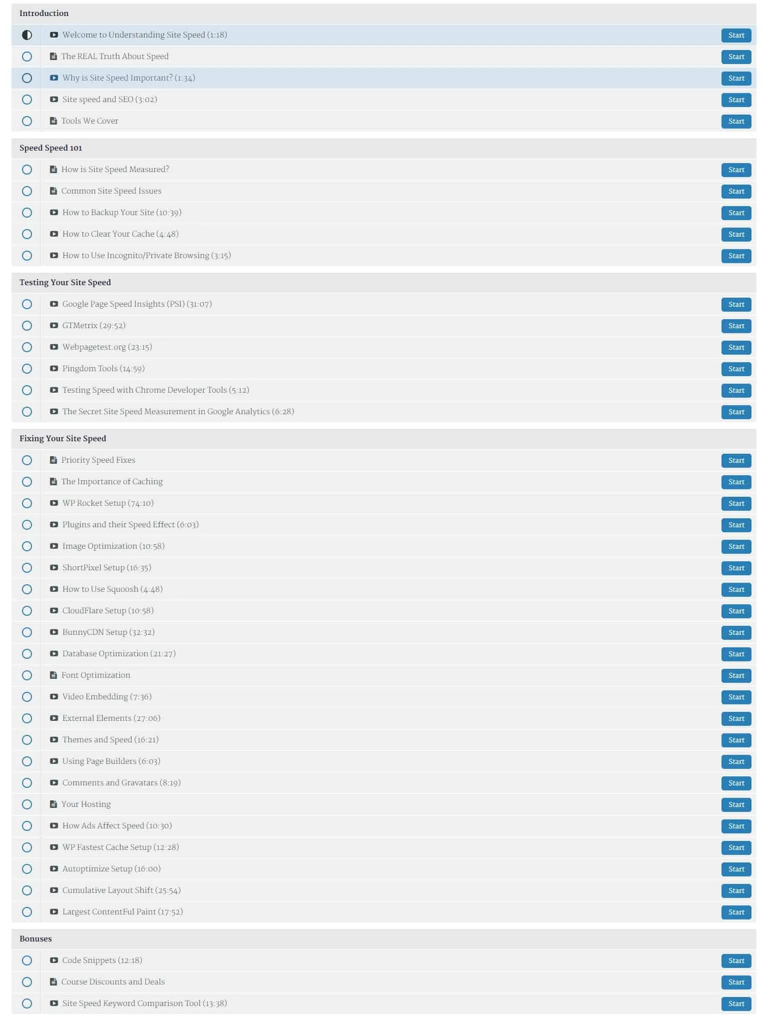 site speed course curriculum