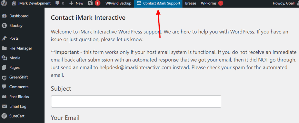 contact imark button