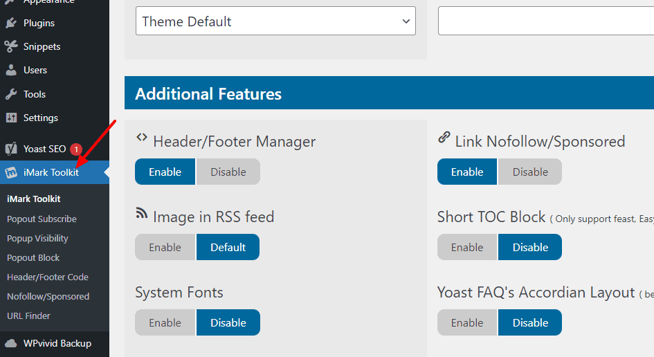 iMark toolkit menu