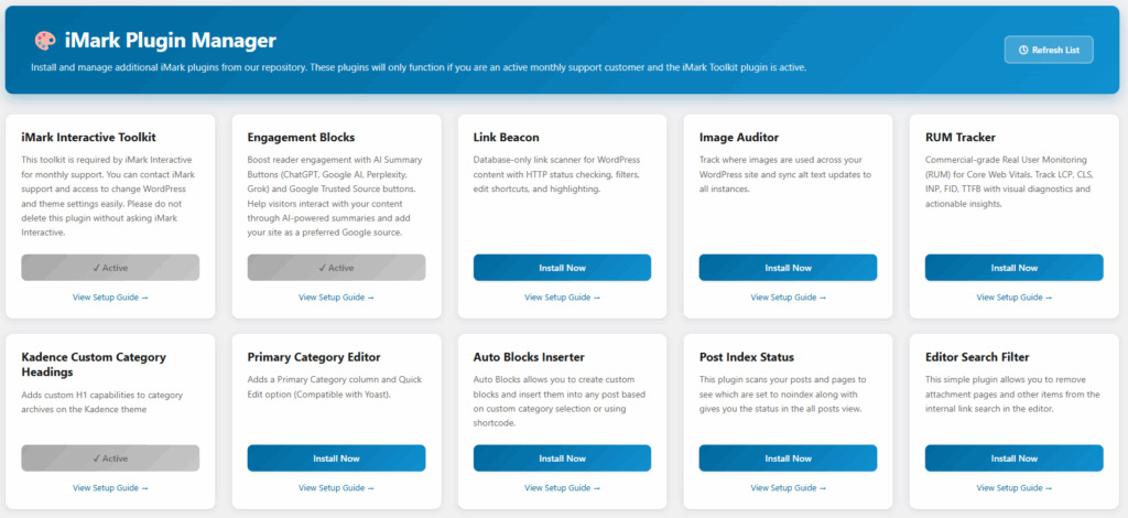 imark plugin manager screenshot